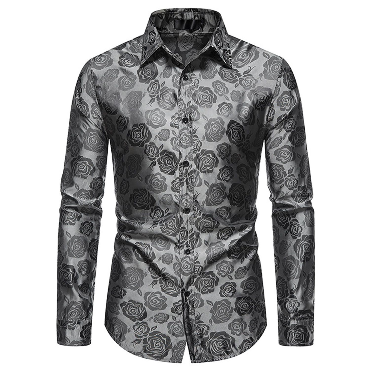 mens black floral dress shirt Seersucker Short Sleeve Shirt for Tall Men in Black and White Floral L / Tall / Black and White Floral main image 1