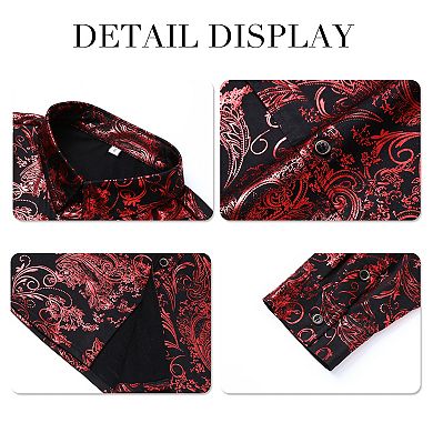 Mens Bronzing Printed Long Sleeve Button Down Dress Shirt