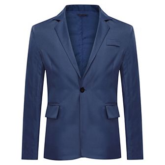 Men's Basic Solid Color Notch Lapel Single Button Suit Jacket