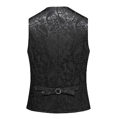 Mens Formal 3 Pc Vest Paisley Suit Vest Bow Tie And Pocket Square Set