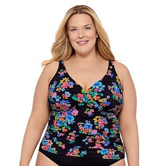 Plus Size Bal Harbour Crossover Tankini Swim Top