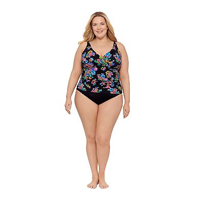 Plus Size Bal Harbour Crossover Tankini Swim Top
