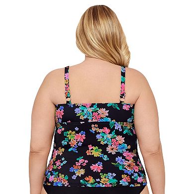 Plus Size Bal Harbour Crossover Tankini Swim Top