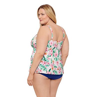 Plus Size Bal Harbour High Low Double Tier Fauxkini Swim Top
