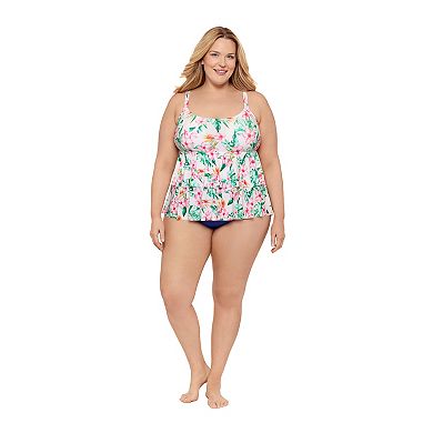 Plus Size Bal Harbour High Low Double Tier Fauxkini Swim Top
