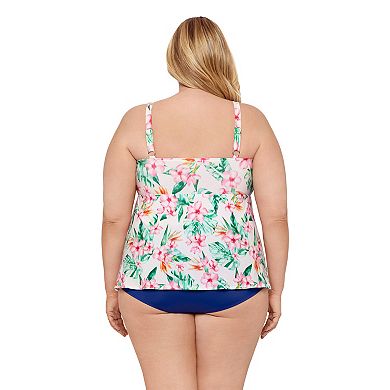 Plus Size Bal Harbour High Low Double Tier Fauxkini Swim Top