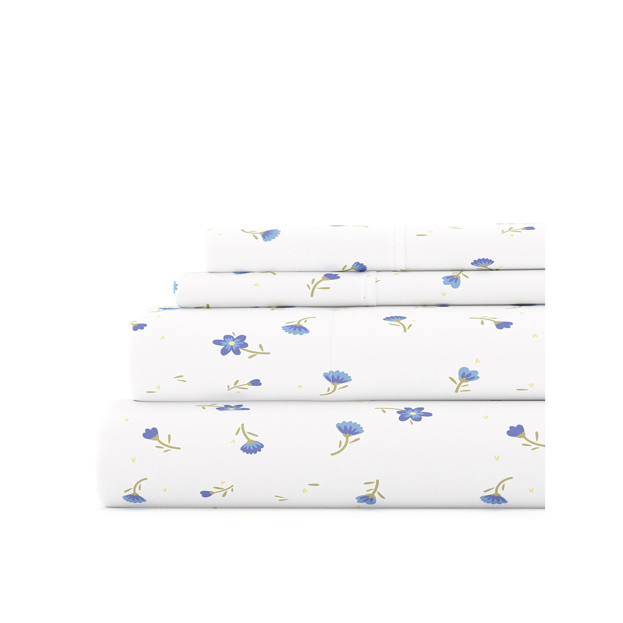Home Collection Floral Printed Sheet Set, Blue Soft Floral