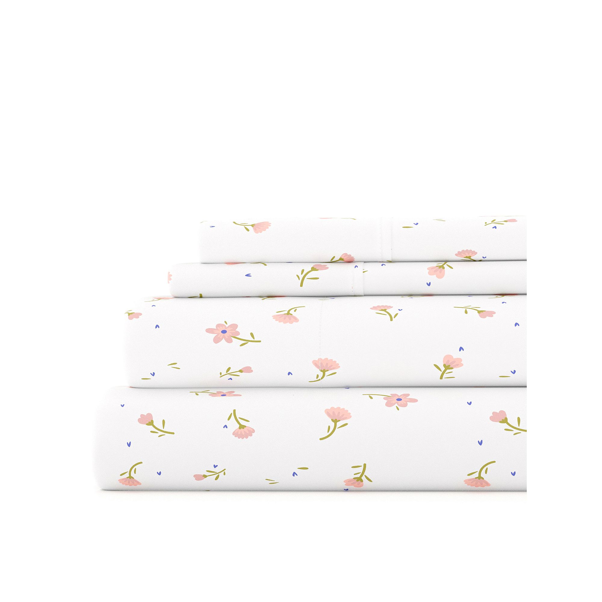 Home Collection Floral Printed Sheet Set, Pink Soft Floral