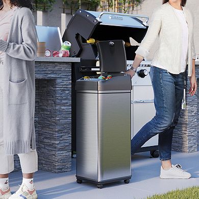 iTouchless 13-gallon Touch-Free Sensor Wheeled Trash Can