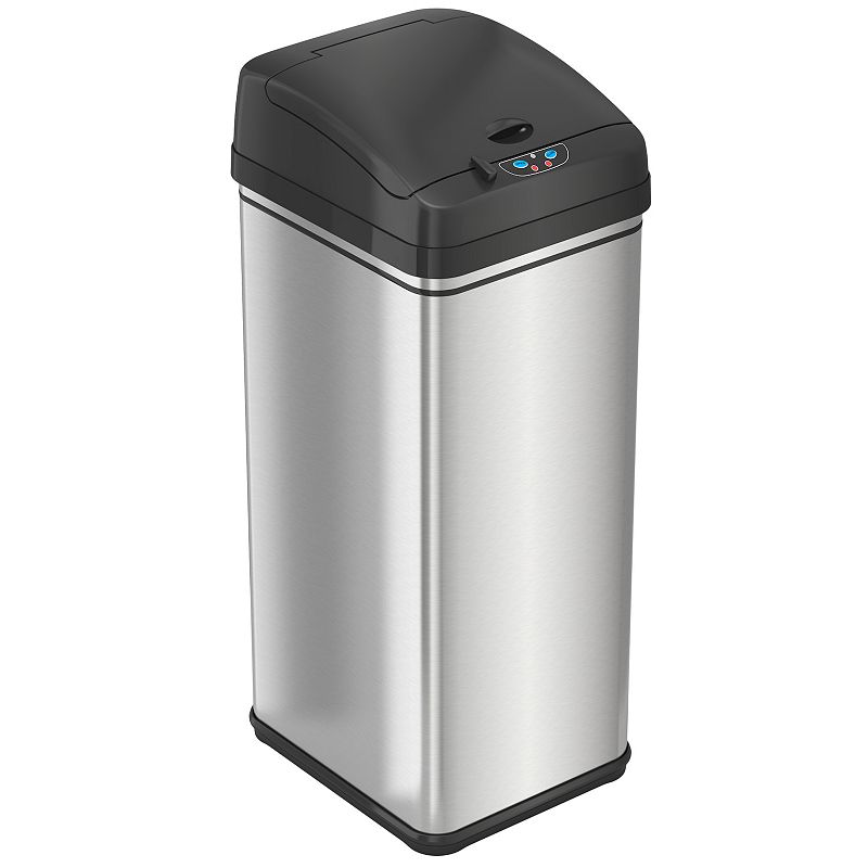 iTouchless - 13 Gallon Touchless Sensor Trash Can with Pet-Proof Lid and AbsorbX Odor Control, Stainless Steel Automatic Kitchen Bin - Silver