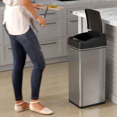 iTouchless 13-Gallon Automatic Sensor Trash Can with Dog-Proof Lid