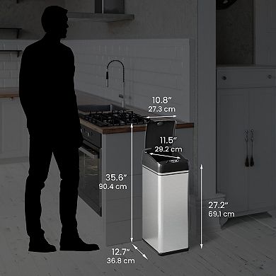 iTouchless 13-Gallon Automatic Sensor Trash Can with Dog-Proof Lid