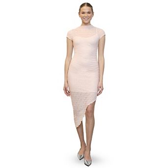 Juniors' Almost Famous Asymmetrical Ruched Dress With Cami Dress 2 pc Set