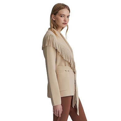 Women's NVLT Mink Eyelash Fringe Coatigan
