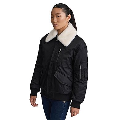 Women's NVLT Faux Fur Collar Padded Bomber Jacket
