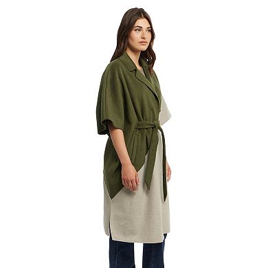 Women's Ellen Tracy Double Faced Handmade Color Block Cape Coat