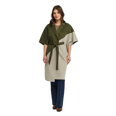 Women's Ellen Tracy Double Faced Handmade Color Block Cape Coat
