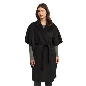 Women's Ellen Tracy Double Faced Handmade Color Block Cape Coat