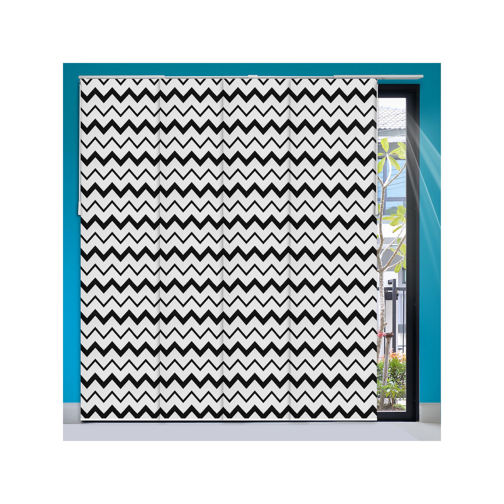 Chicology Adjustable Sliding Vertical Window Curtain Set, Blue