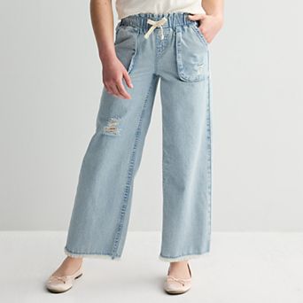 Girls 7-16 Limited Too Elastic Band with Faux Drawstring Wide Leg Jeans