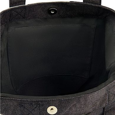 C&C California Denim Patchwork Bucket Tote Bag