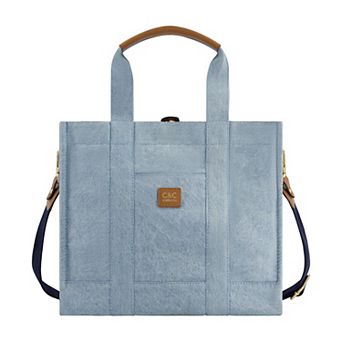 C&C California Denim Patchwork Tote Bag