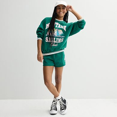 Girls 7-16 Limited Too Washed Ribbed Crewneck Pullover