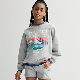 Girls 7-16 Limited Too Washed Ribbed Crewneck Pullover