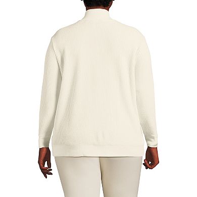 Plus Size Lands' End Waffle Knit Button Placket Top