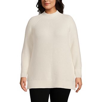 Plus Size Lands' End Drifter Shaker Easy Fit Mockneck Tunic Sweater