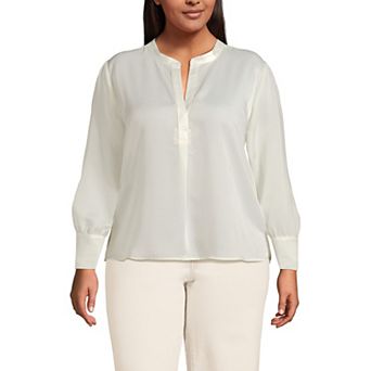 Plus Size Lands' End Satin Popover Shirt