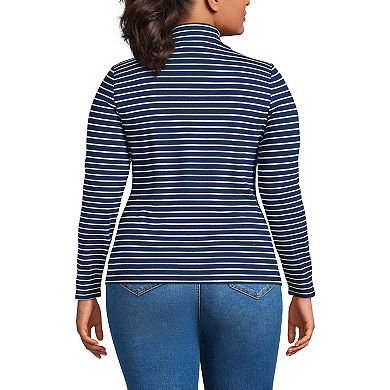 Plus Size Lands' End Drapey Rib Skimming Long Sleeve Mockneck Top