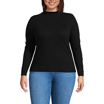 Plus Size Lands' End Drapey Rib Skimming Long Sleeve Mockneck Top