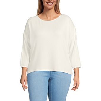 Plus Size Lands' End 3/4 Sleeve Cozy Rib Dolman Top