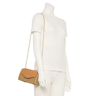 LC Lauren Conrad Magnolia Scallop Wicker Clutch