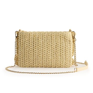 LC Lauren Conrad Kehlani Straw Bow Clutch