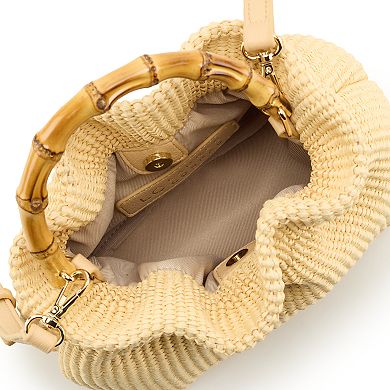 LC Lauren Conrad Summer Ruched Top Handle Straw Purse