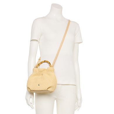 LC Lauren Conrad Summer Ruched Top Handle Straw Purse