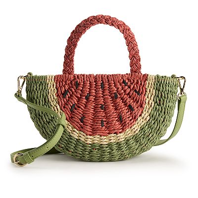 LC Lauren Conrad Watermelon Straw Crossbody Purse