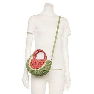 LC Lauren Conrad Watermelon Straw Crossbody Purse