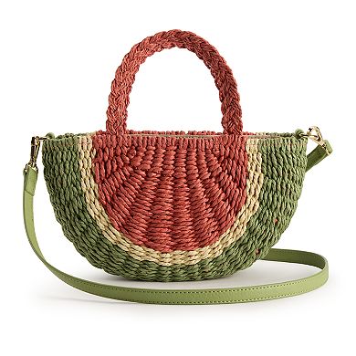 LC Lauren Conrad Watermelon Straw Crossbody Purse