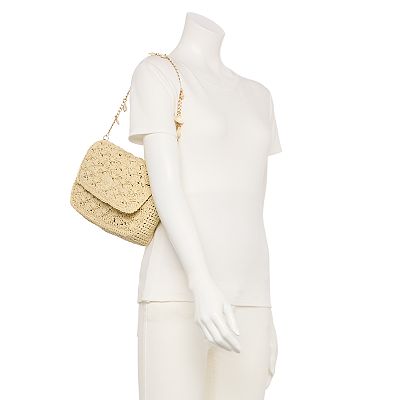 Women's LC Lauren Conrad Cecilia Shell Chain Straw Shoulder Bag