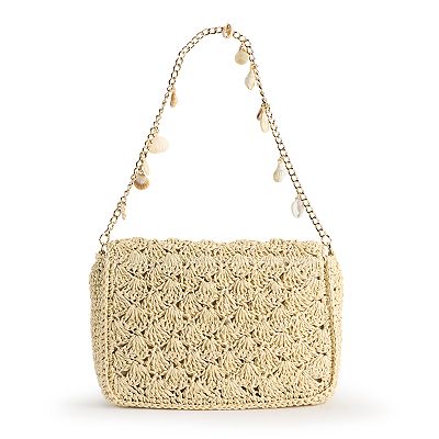 Women's LC Lauren Conrad Cecilia Shell Chain Straw Shoulder Bag