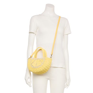 LC Lauren Conrad Lemon Straw Crossbody Purse