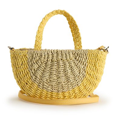 LC Lauren Conrad Lemon Straw Crossbody Purse