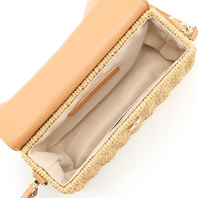 LC Lauren Conrad Juliette Top Handle Wicker Flap Purse