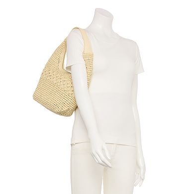 LC Lauren Conrad Olive Scallop Crochet Shoulder Bag