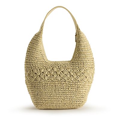 LC Lauren Conrad Olive Scallop Crochet Shoulder Bag