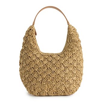 LC Lauren Conrad Olive Scallop Crochet Shoulder Bag