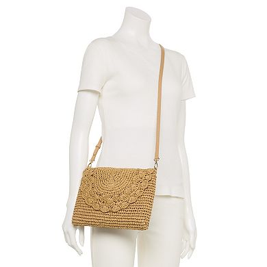 LC Lauren Conrad Candace Scallop Flap Crochet Crossbody Bag